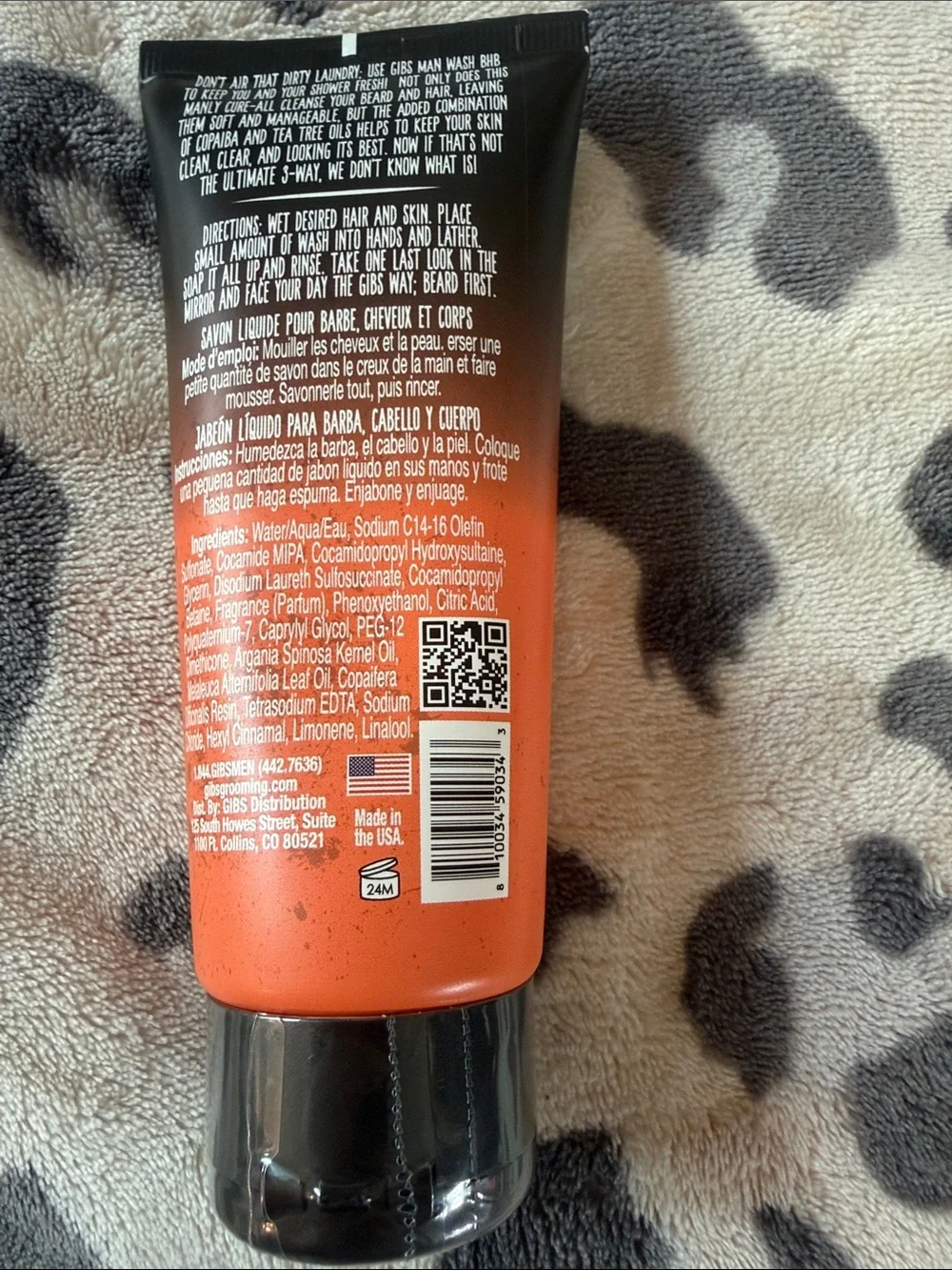 GIBS Grooming Man Wash BHB Beard Hair & Body Wash 3.25 oz NEW
